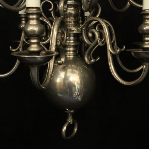 ENGLISH SILVER 12 LIGHT LATE 19TH C ANTIQUE CHANDELIER - ADDITIONAL PHOTO 7