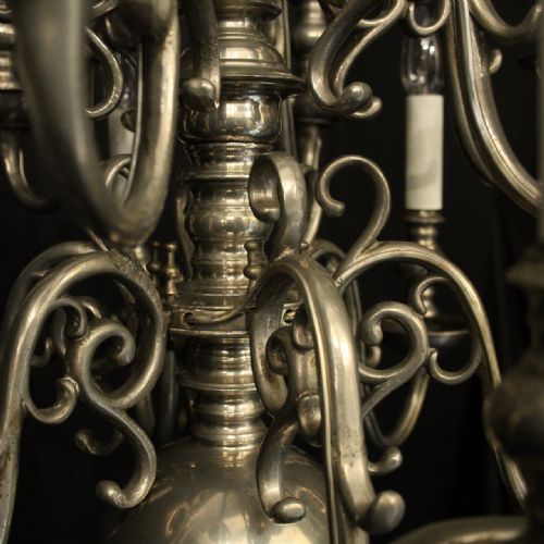 ENGLISH SILVER 12 LIGHT LATE 19TH C ANTIQUE CHANDELIER - ADDITIONAL PHOTO 8