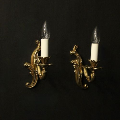 french gilded bronze single arm wall lights - CATEGORY: ANTIQUE LIGHTING - DATED 1930