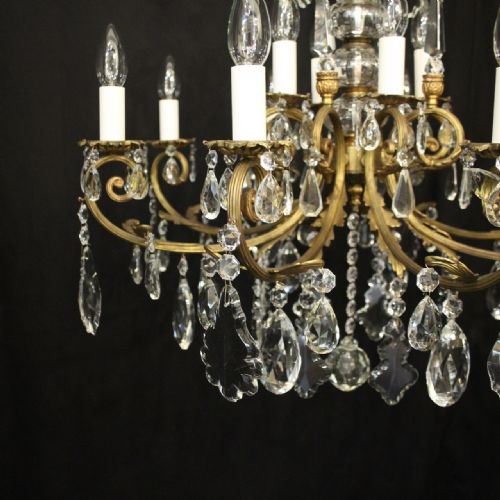 FRENCH GILDED CRYSTAL 12 LIGHT ANTIQUE CHANDELIER - ADDITIONAL PHOTO 2