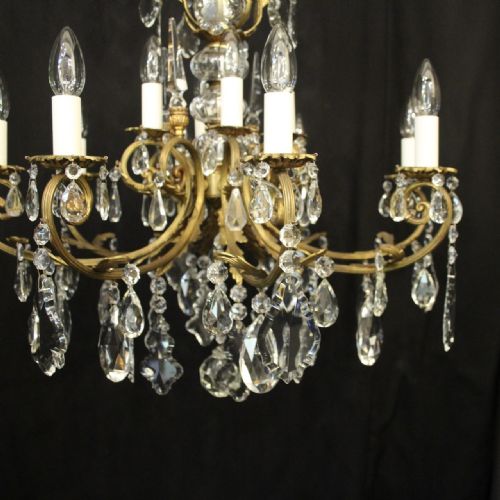 FRENCH GILDED CRYSTAL 12 LIGHT ANTIQUE CHANDELIER - ADDITIONAL PHOTO 3
