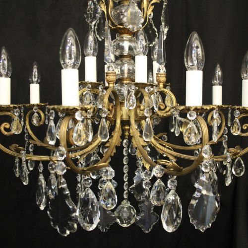 FRENCH GILDED CRYSTAL 12 LIGHT ANTIQUE CHANDELIER - ADDITIONAL PHOTO 4