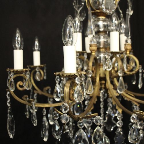 FRENCH GILDED CRYSTAL 12 LIGHT ANTIQUE CHANDELIER - ADDITIONAL PHOTO 5