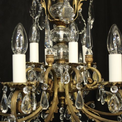 FRENCH GILDED CRYSTAL 12 LIGHT ANTIQUE CHANDELIER - ADDITIONAL PHOTO 6
