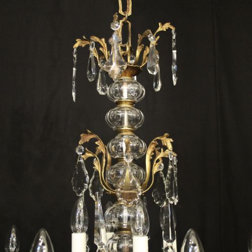 FRENCH GILDED CRYSTAL 12 LIGHT ANTIQUE CHANDELIER - ADDITIONAL PHOTO 7
