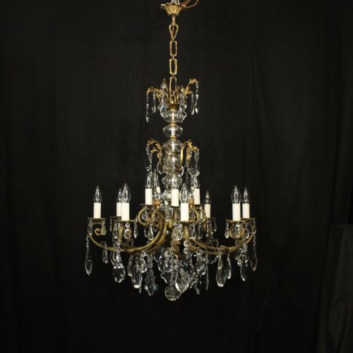 FRENCH GILDED CRYSTAL 12 LIGHT ANTIQUE CHANDELIER - ADDITIONAL PHOTO 8