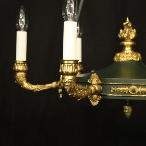 FRENCH LATE 19TH C GILDED BRONZE EMPIRE 6 LIGHT CHANDELIER - ADDITIONAL PHOTO 1