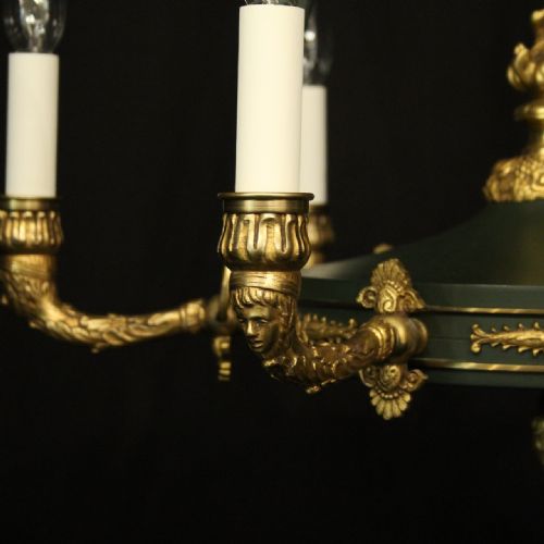 FRENCH LATE 19TH C GILDED BRONZE EMPIRE 6 LIGHT CHANDELIER - ADDITIONAL PHOTO 2