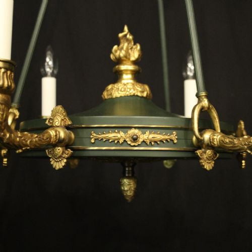 FRENCH LATE 19TH C GILDED BRONZE EMPIRE 6 LIGHT CHANDELIER - ADDITIONAL PHOTO 4