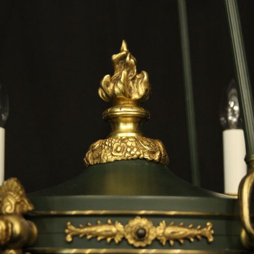 FRENCH LATE 19TH C GILDED BRONZE EMPIRE 6 LIGHT CHANDELIER - ADDITIONAL PHOTO 6