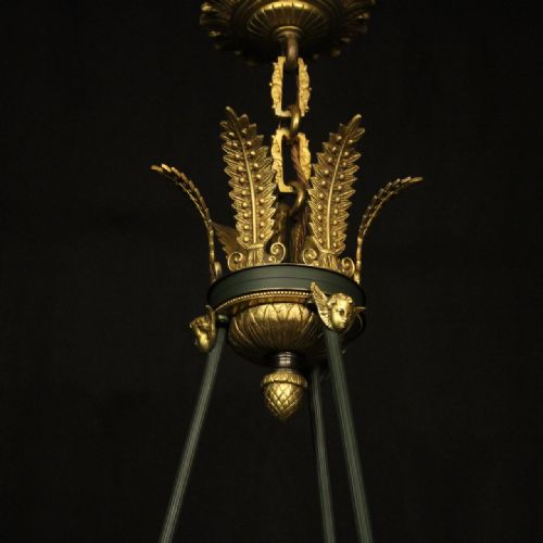 FRENCH LATE 19TH C GILDED BRONZE EMPIRE 6 LIGHT CHANDELIER - ADDITIONAL PHOTO 8