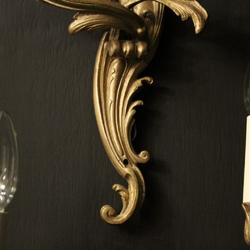 FRENCH SET OF 4 GILDED TWIN ARM WALL LIGHTS - ADDITIONAL PHOTO 3