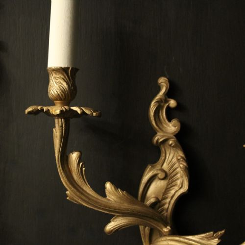 FRENCH SET OF 4 GILDED TWIN ARM WALL LIGHTS - ADDITIONAL PHOTO 7