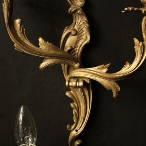 FRENCH SET OF 4 GILDED TWIN ARM WALL LIGHTS - ADDITIONAL PHOTO 8