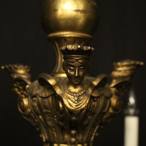 FRENCH 19TH C GILDED BRONZE 6 LIGHT ANTIQUE CHANDELIER - ADDITIONAL PHOTO 7