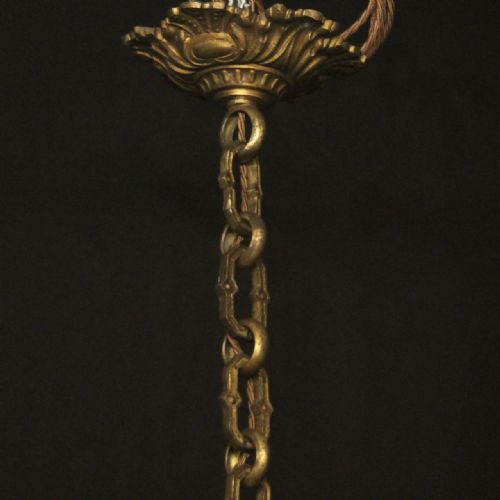 FRENCH 19TH C GILDED BRONZE 6 LIGHT ANTIQUE CHANDELIER - ADDITIONAL PHOTO 9