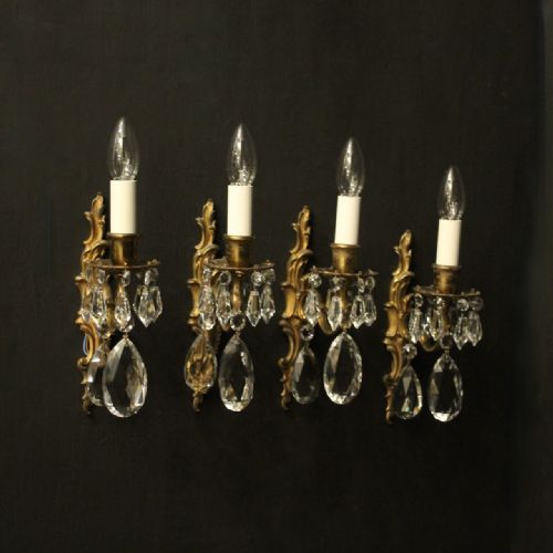 french set of 4 gilded bronze single arm antique wall lights - CATEGORY: ANTIQUE LIGHTING - DATED 1920