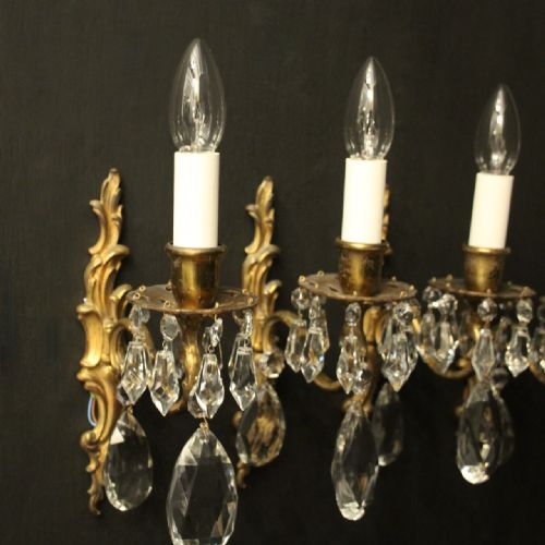 FRENCH SET OF 4 GILDED BRONZE SINGLE ARM ANTIQUE WALL LIGHTS - ADDITIONAL PHOTO 1