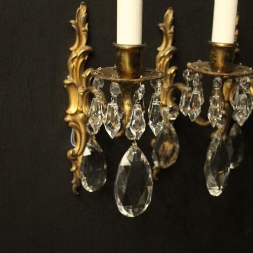 FRENCH SET OF 4 GILDED BRONZE SINGLE ARM ANTIQUE WALL LIGHTS - ADDITIONAL PHOTO 2