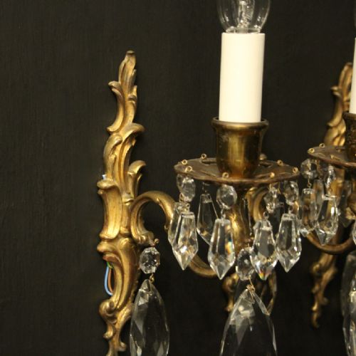 FRENCH SET OF 4 GILDED BRONZE SINGLE ARM ANTIQUE WALL LIGHTS - ADDITIONAL PHOTO 3