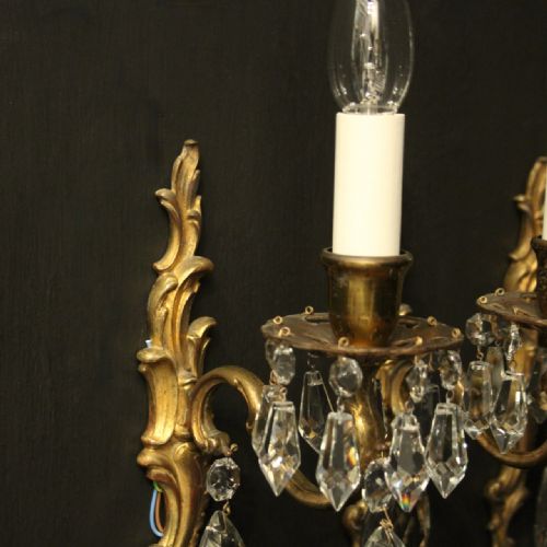 FRENCH SET OF 4 GILDED BRONZE SINGLE ARM ANTIQUE WALL LIGHTS - ADDITIONAL PHOTO 4