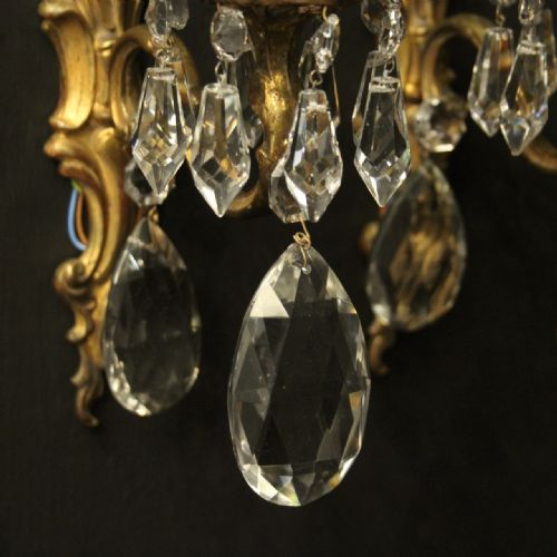 FRENCH SET OF 4 GILDED BRONZE SINGLE ARM ANTIQUE WALL LIGHTS - ADDITIONAL PHOTO 5