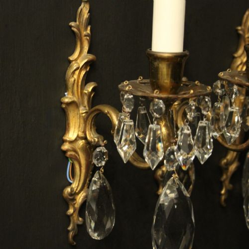 FRENCH SET OF 4 GILDED BRONZE SINGLE ARM ANTIQUE WALL LIGHTS - ADDITIONAL PHOTO 6