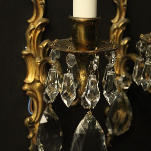 FRENCH SET OF 4 GILDED BRONZE SINGLE ARM ANTIQUE WALL LIGHTS - ADDITIONAL PHOTO 7