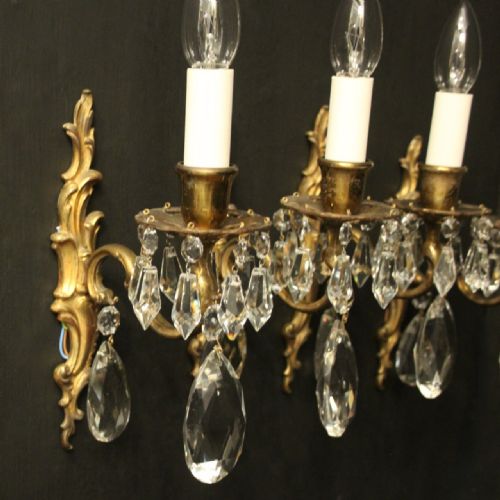 FRENCH SET OF 4 GILDED BRONZE SINGLE ARM ANTIQUE WALL LIGHTS - ADDITIONAL PHOTO 8