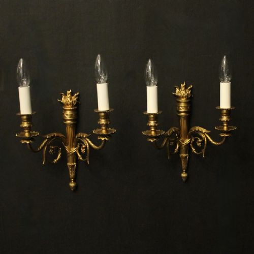 french pair of gilded antique wall lights - CATEGORY: ANTIQUE LIGHTING - DATED 1920