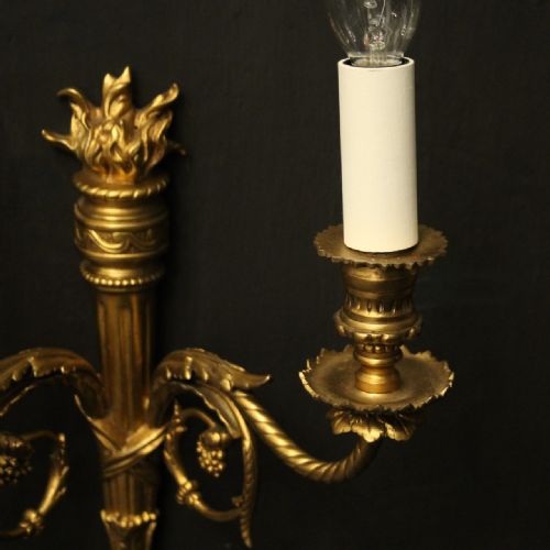 FRENCH PAIR OF GILDED ANTIQUE WALL LIGHTS - ADDITIONAL PHOTO 3