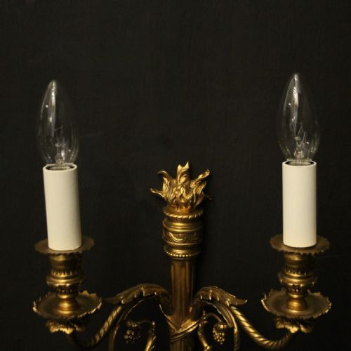 FRENCH PAIR OF GILDED ANTIQUE WALL LIGHTS - ADDITIONAL PHOTO 4