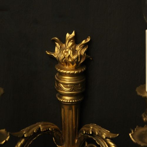 FRENCH PAIR OF GILDED ANTIQUE WALL LIGHTS - ADDITIONAL PHOTO 5