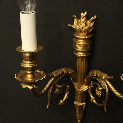 FRENCH PAIR OF GILDED ANTIQUE WALL LIGHTS - ADDITIONAL PHOTO 6
