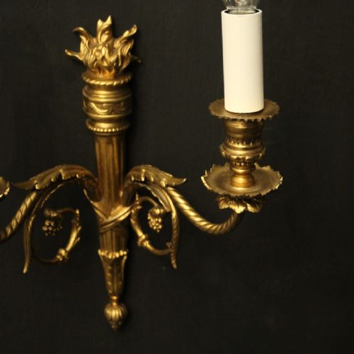 FRENCH PAIR OF GILDED ANTIQUE WALL LIGHTS - ADDITIONAL PHOTO 7