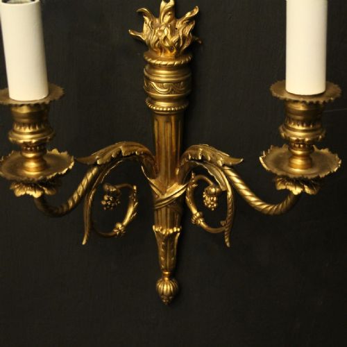 FRENCH PAIR OF GILDED ANTIQUE WALL LIGHTS - ADDITIONAL PHOTO 8