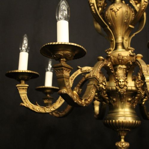 FRENCH 19THN CENTURY GILDED BRONZE 8 LIGHT ANTIQUE CHANDELIER - ADDITIONAL PHOTO 1