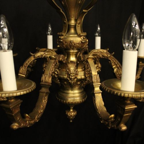 FRENCH 19THN CENTURY GILDED BRONZE 8 LIGHT ANTIQUE CHANDELIER - ADDITIONAL PHOTO 2