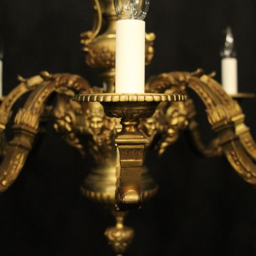 FRENCH 19THN CENTURY GILDED BRONZE 8 LIGHT ANTIQUE CHANDELIER - ADDITIONAL PHOTO 3