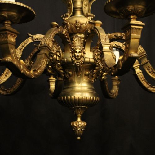 FRENCH 19THN CENTURY GILDED BRONZE 8 LIGHT ANTIQUE CHANDELIER - ADDITIONAL PHOTO 4