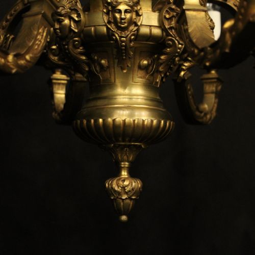 FRENCH 19THN CENTURY GILDED BRONZE 8 LIGHT ANTIQUE CHANDELIER - ADDITIONAL PHOTO 5
