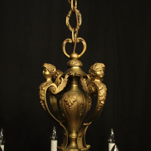 FRENCH 19THN CENTURY GILDED BRONZE 8 LIGHT ANTIQUE CHANDELIER - ADDITIONAL PHOTO 6