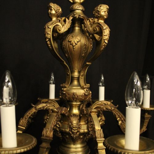FRENCH 19THN CENTURY GILDED BRONZE 8 LIGHT ANTIQUE CHANDELIER - ADDITIONAL PHOTO 7