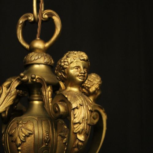 FRENCH 19THN CENTURY GILDED BRONZE 8 LIGHT ANTIQUE CHANDELIER - ADDITIONAL PHOTO 8