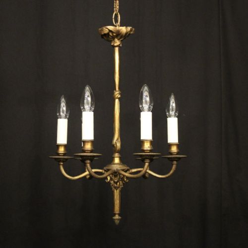 french small bronze 6 light antique chandelier - CATEGORY: ANTIQUE LIGHTING - DATED 1910