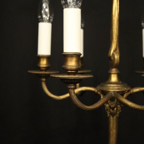 FRENCH SMALL BRONZE 6 LIGHT ANTIQUE CHANDELIER - ADDITIONAL PHOTO 5