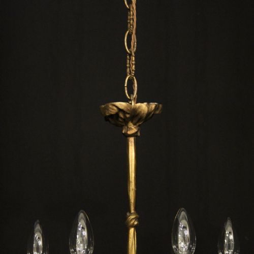 FRENCH SMALL BRONZE 6 LIGHT ANTIQUE CHANDELIER - ADDITIONAL PHOTO 8