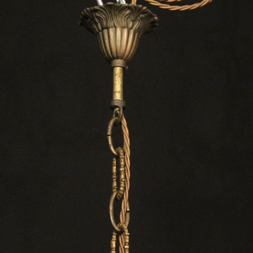 FRENCH SMALL BRONZE 6 LIGHT ANTIQUE CHANDELIER - ADDITIONAL PHOTO 9