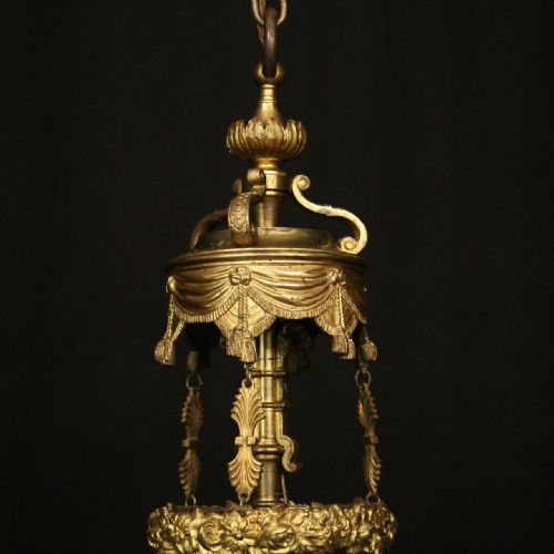 FRENCH GILDED BRONZE 12 LIGHT ANTIQUE CANDLE CHANDELIER - ADDITIONAL PHOTO 8