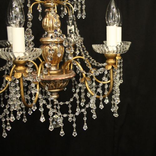 FLORENTINE SILVER GILTWOOD CRYSTAL 6 LIGHT CHANDELIER - ADDITIONAL PHOTO 2